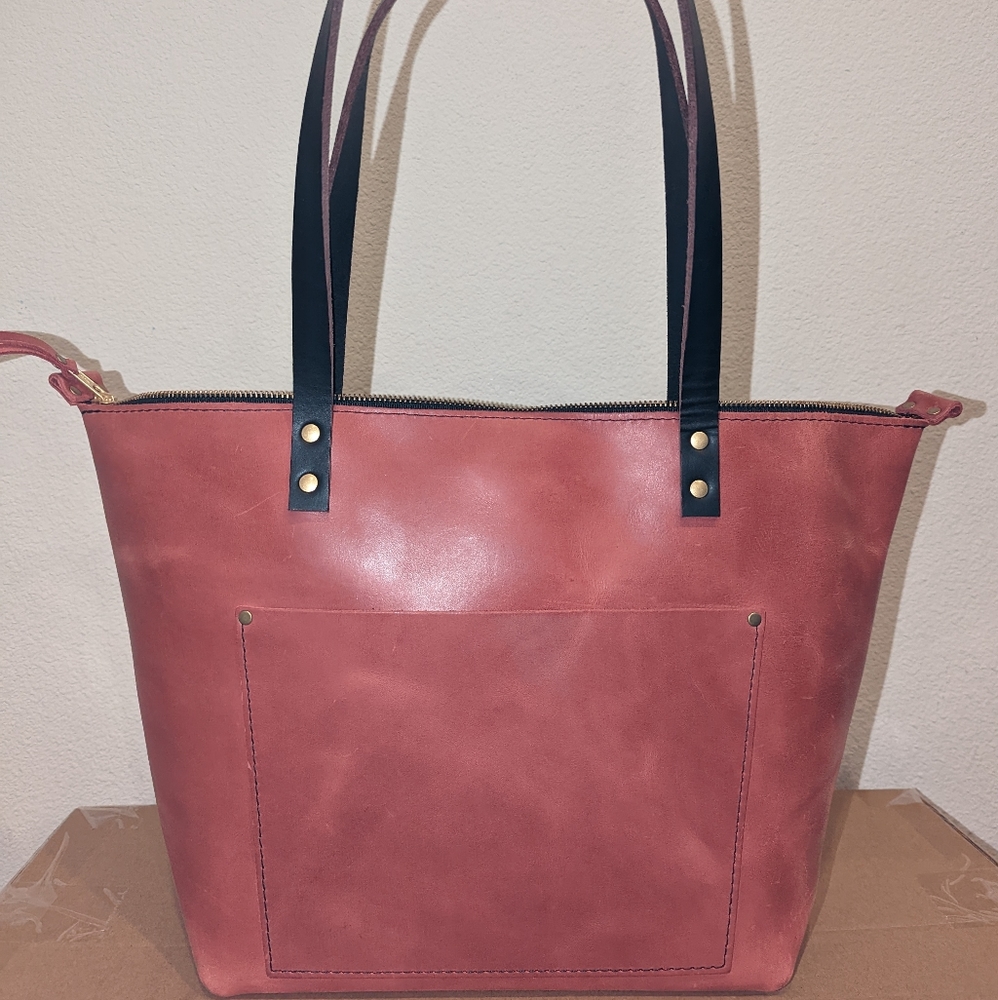 Portland Leather Goods - Premium Large Peony Zipped Tote - new Plus Branding